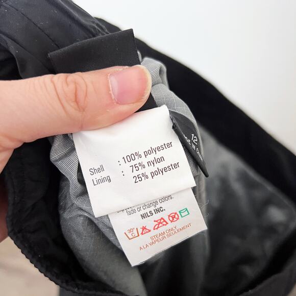 [NILS Sportswear] Black Water Resistant Nylon Winter Snowboard Ski Pants Sz 12 - Picture 10 of 11